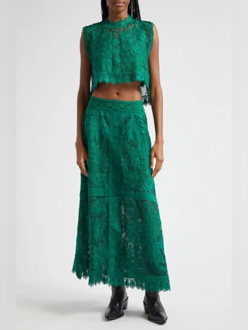 FARM RIO Green Toucan Guipure Sleeveless Top & Maxi Skirt (131) - Picture 2 of 8